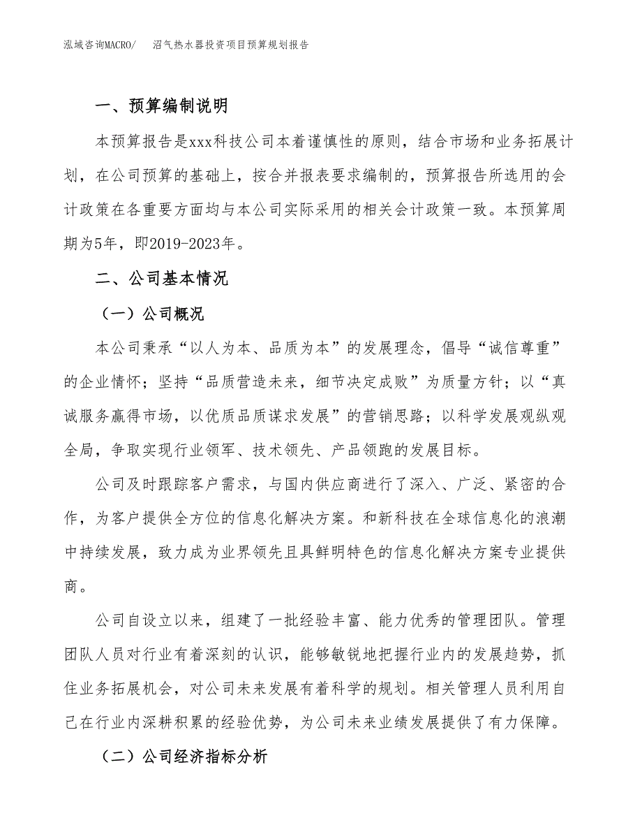 沼气热水器投资项目预算规划报告_第2页