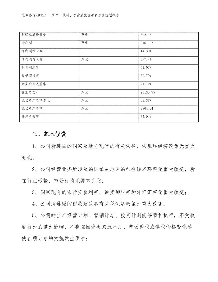 食品、饮料、农业展投资项目预算规划报告_第4页