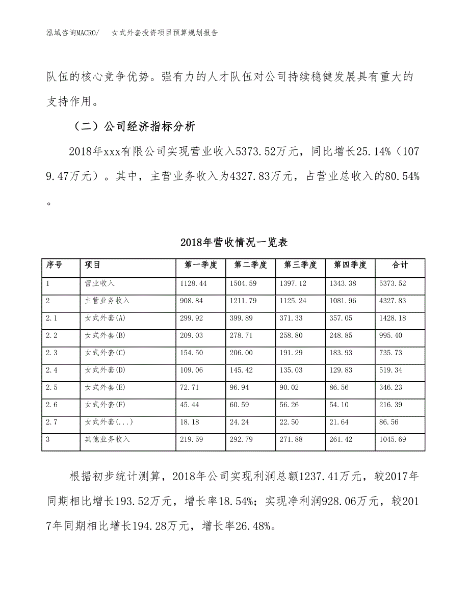 女式外套投资项目预算规划报告_第3页