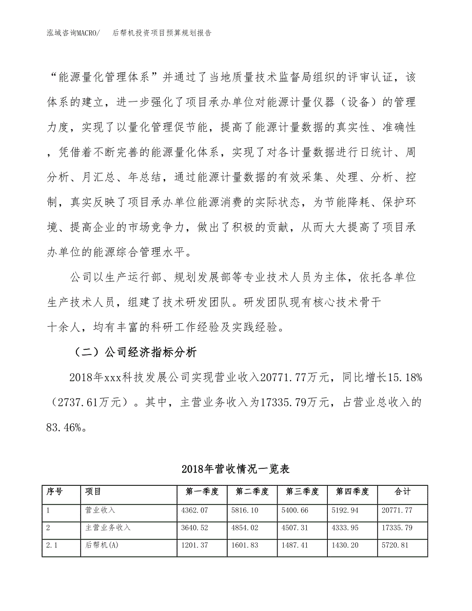 后帮机投资项目预算规划报告_第3页