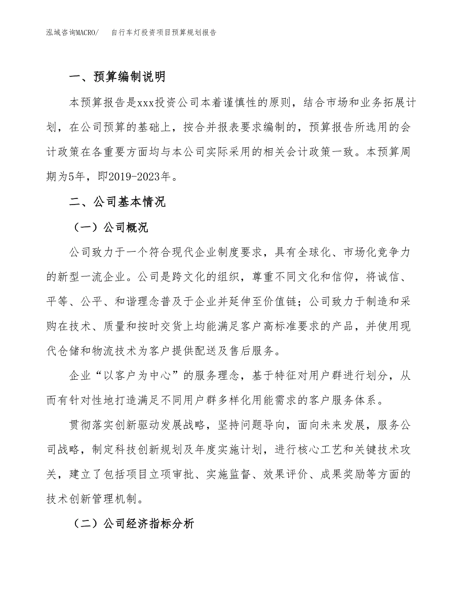 自行车灯投资项目预算规划报告_第2页