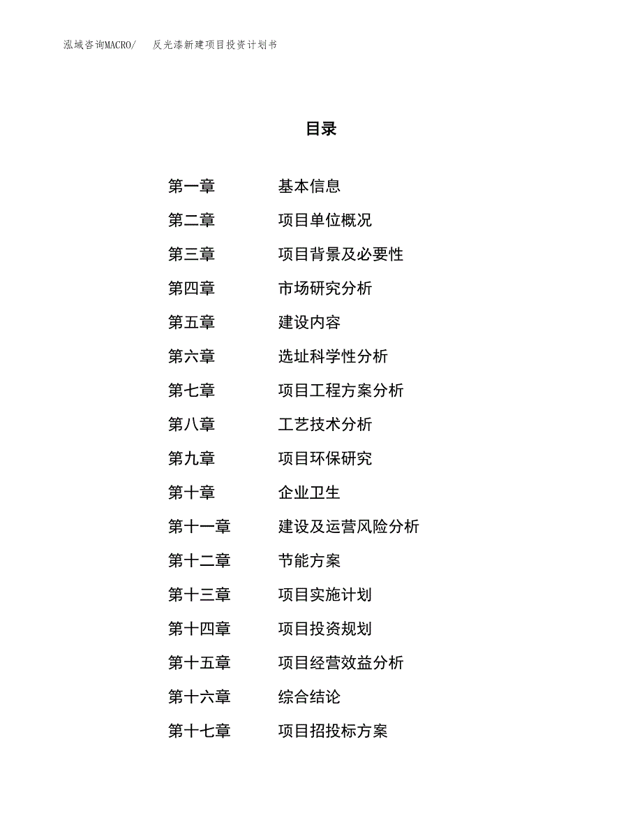 反光漆新建项目投资计划书_第1页