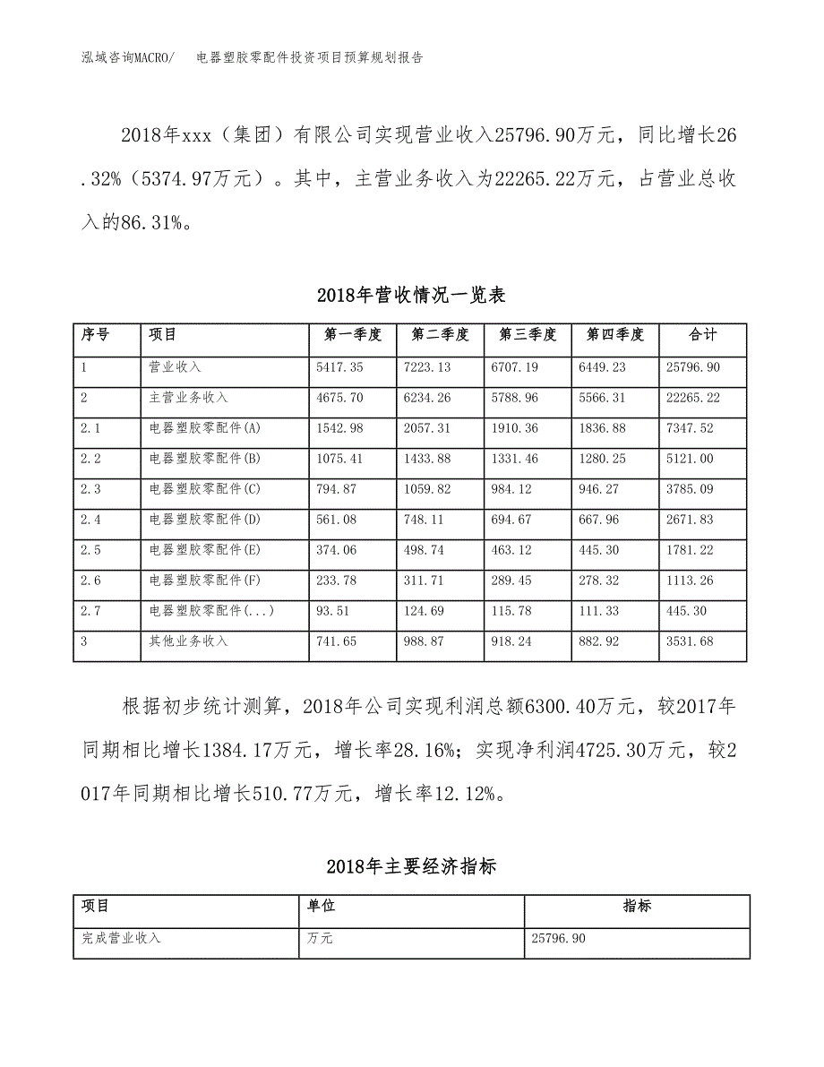 电器塑胶零配件投资项目预算规划报告_第3页