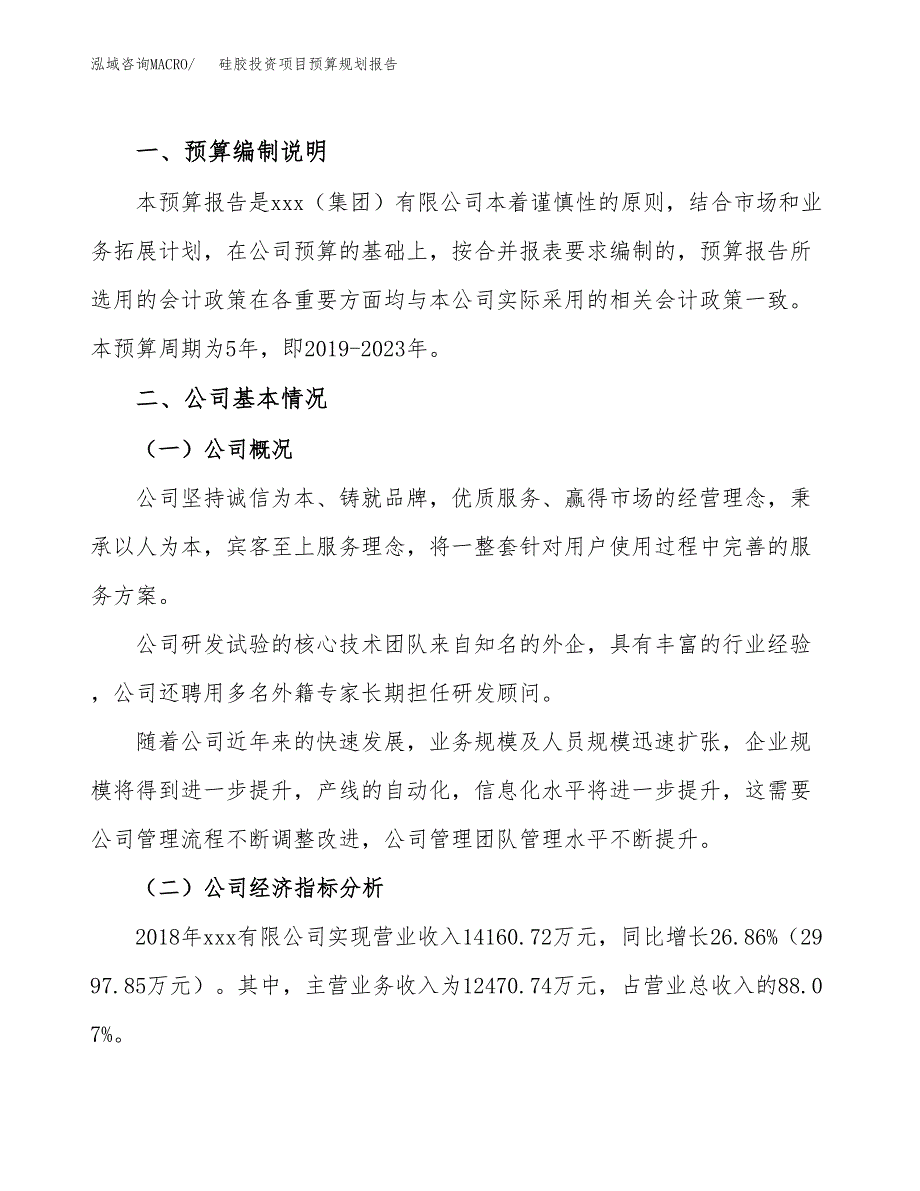 硅胶投资项目预算规划报告_第2页