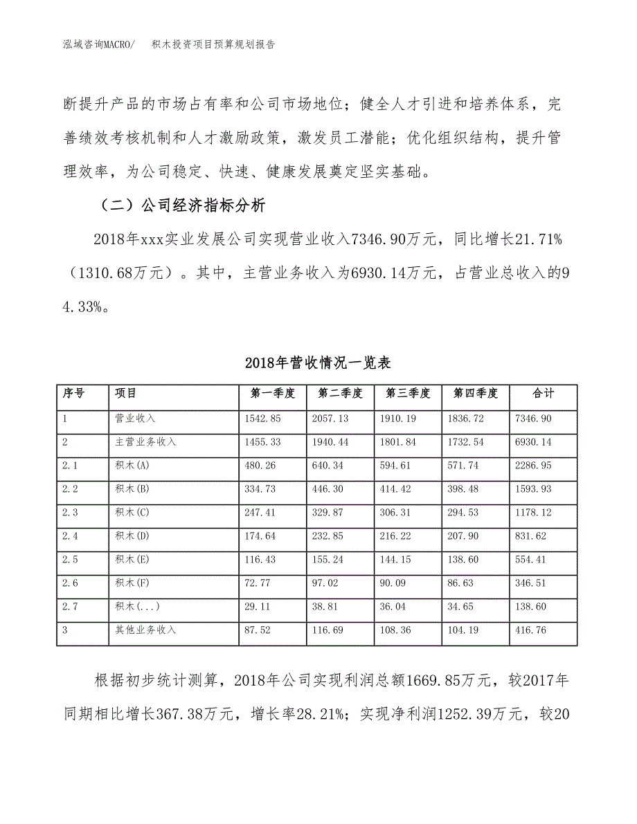 积木投资项目预算规划报告_第3页