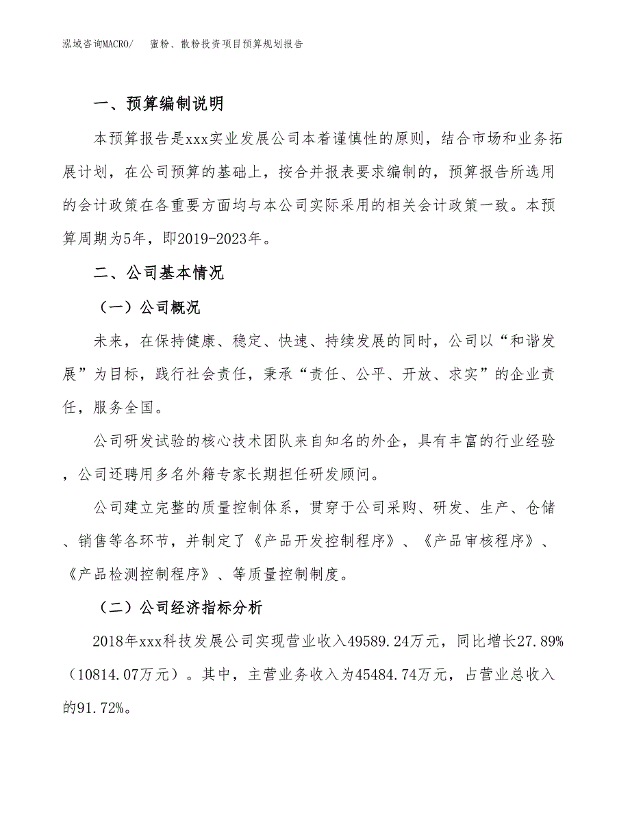 蜜粉、散粉投资项目预算规划报告_第2页