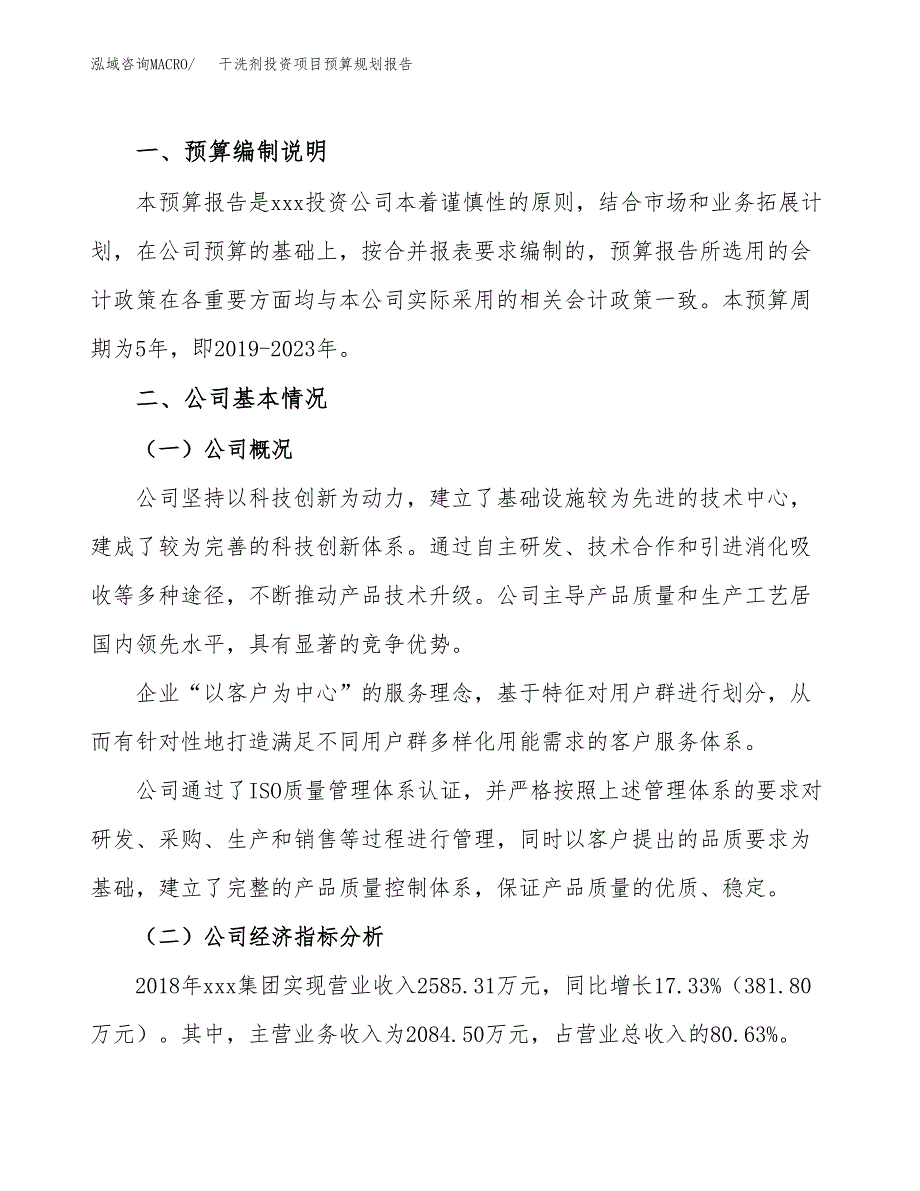 干洗剂投资项目预算规划报告_第2页