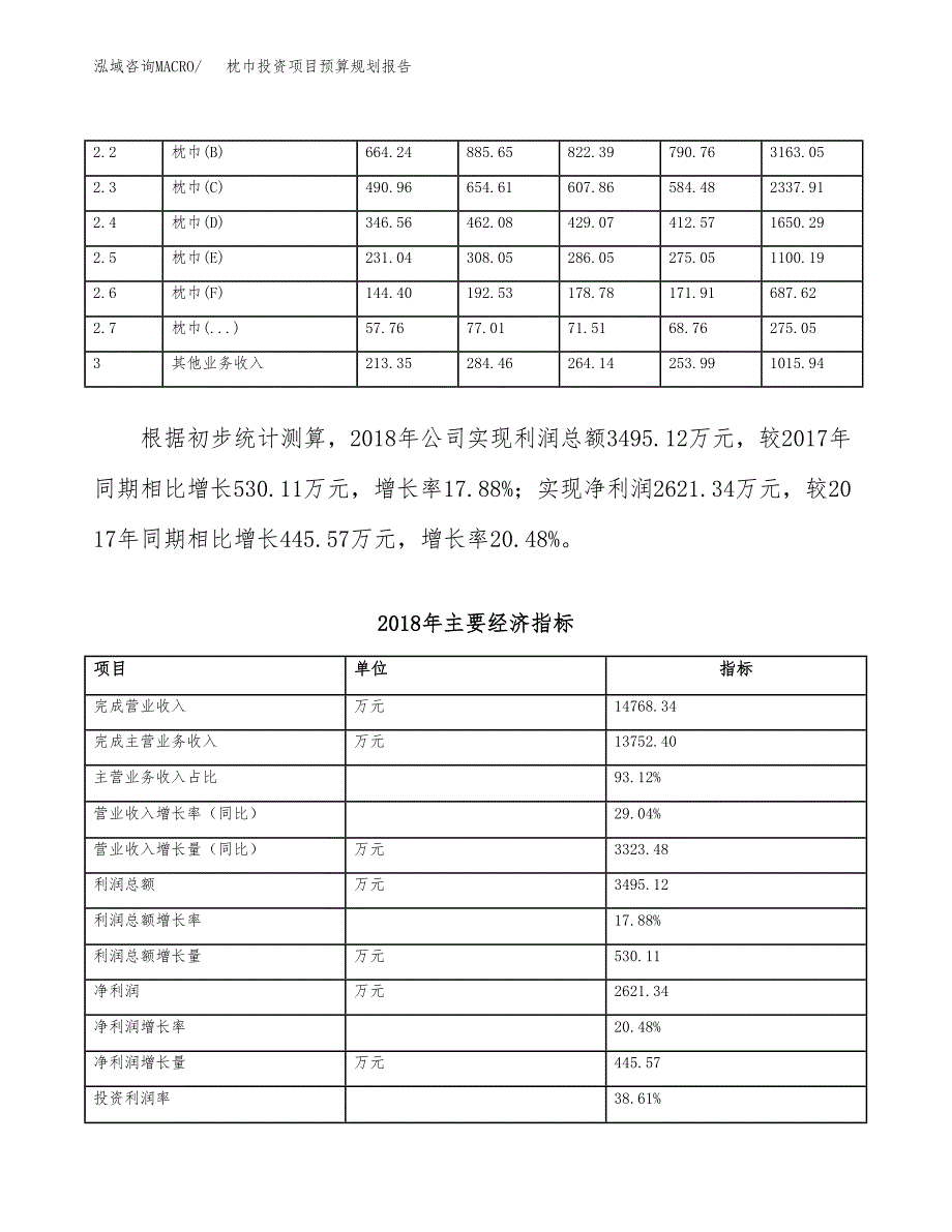 枕巾投资项目预算规划报告_第4页