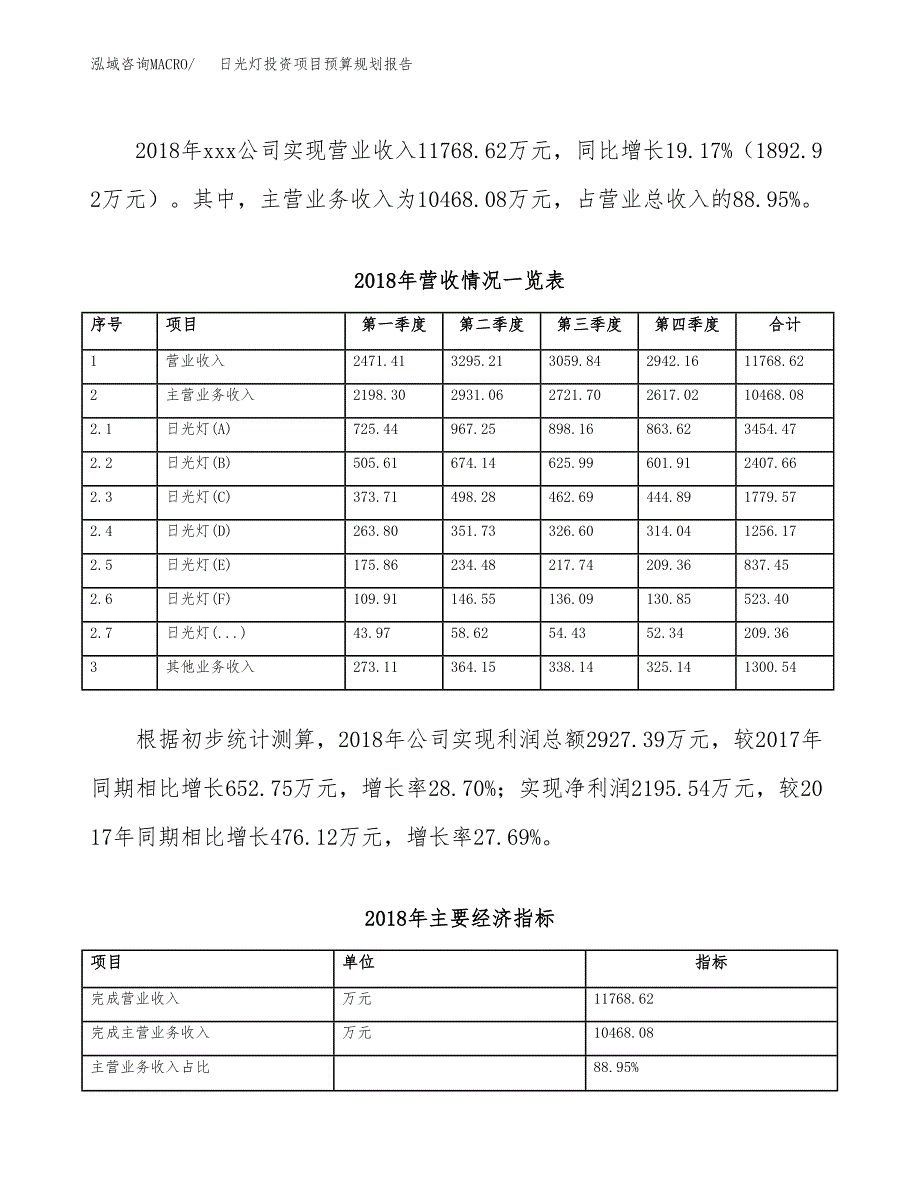 日光灯投资项目预算规划报告_第3页