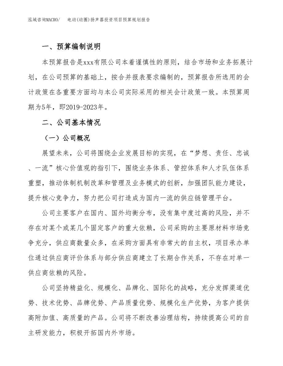 电动(动圈)扬声器投资项目预算规划报告_第2页