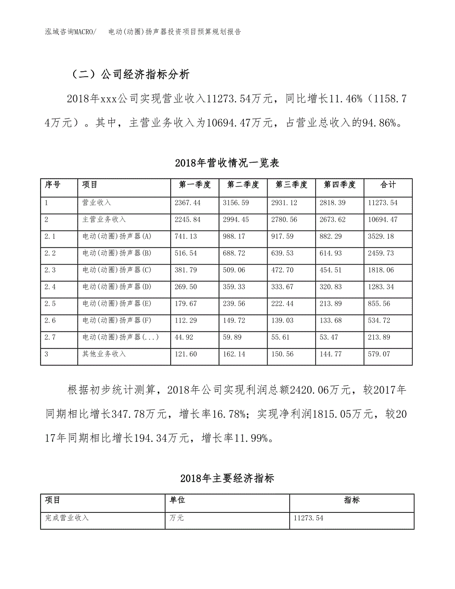 电动(动圈)扬声器投资项目预算规划报告_第3页