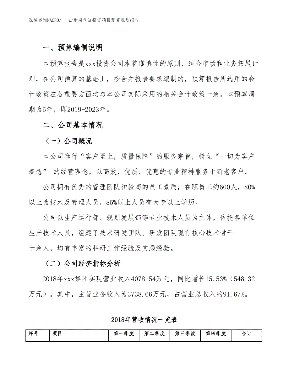 山耐斯气缸投资项目预算规划报告_第2页