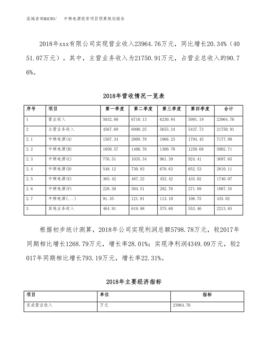 中频电源投资项目预算规划报告_第3页