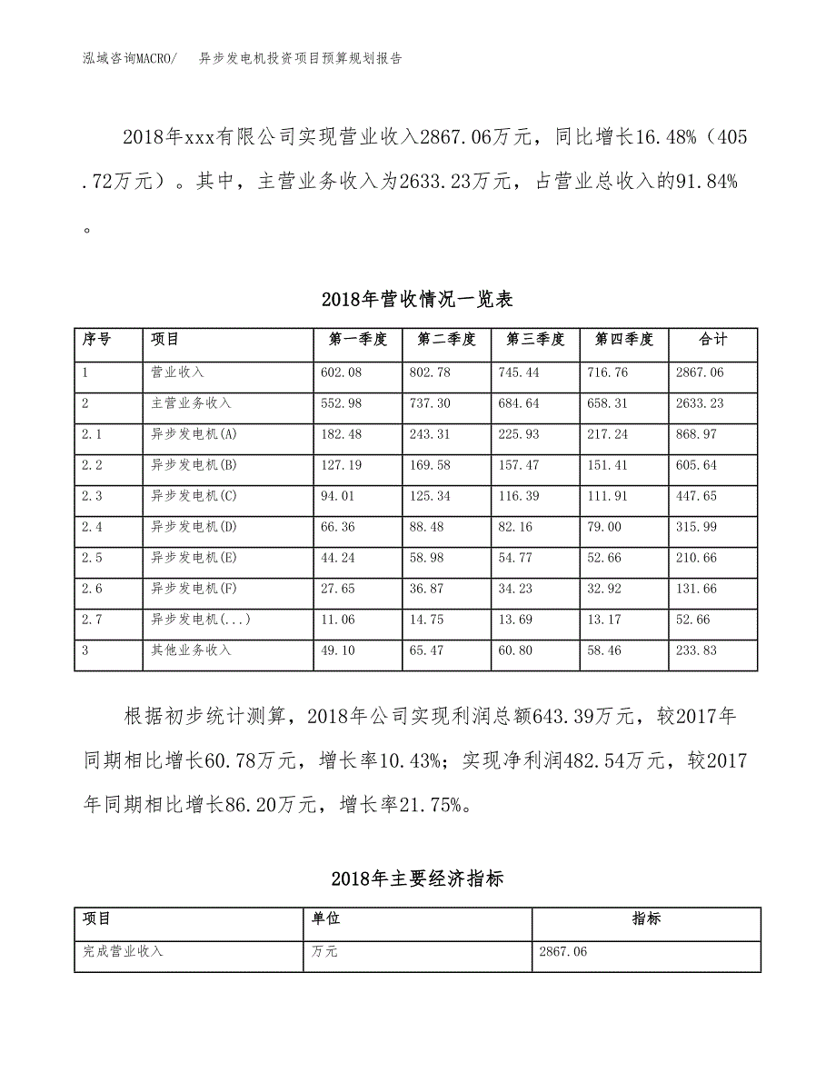 异步发电机投资项目预算规划报告_第3页