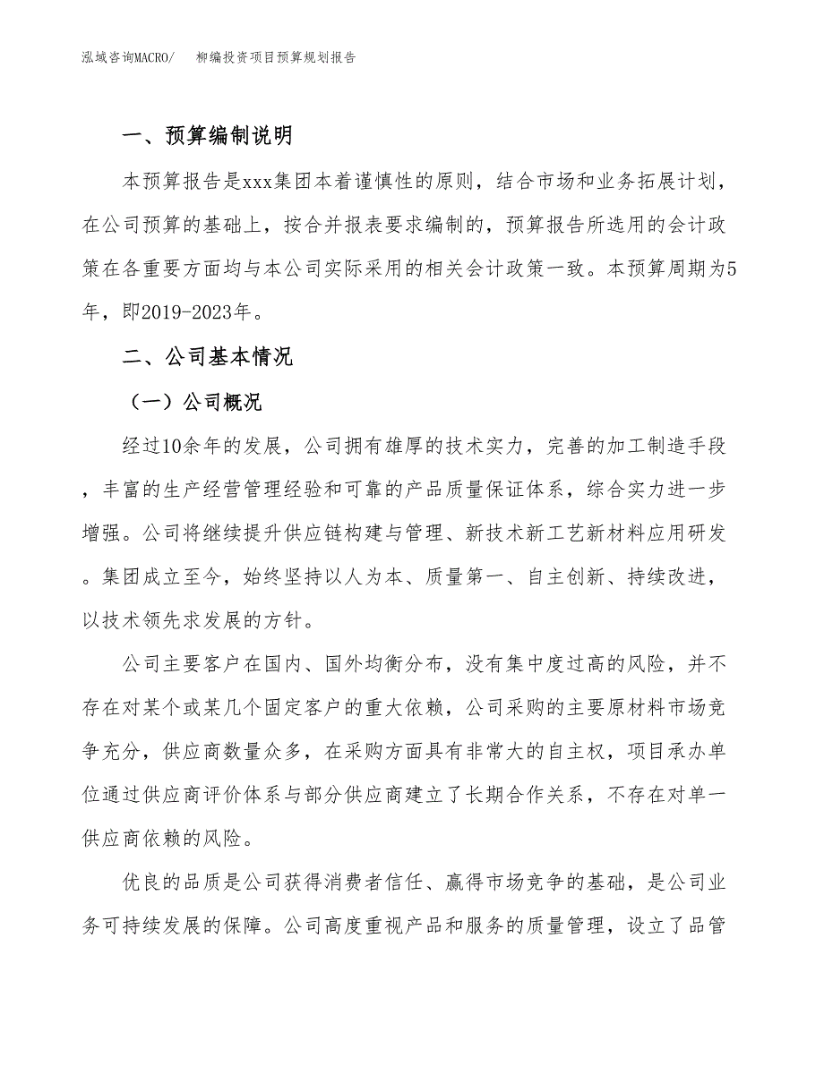 柳编投资项目预算规划报告_第2页