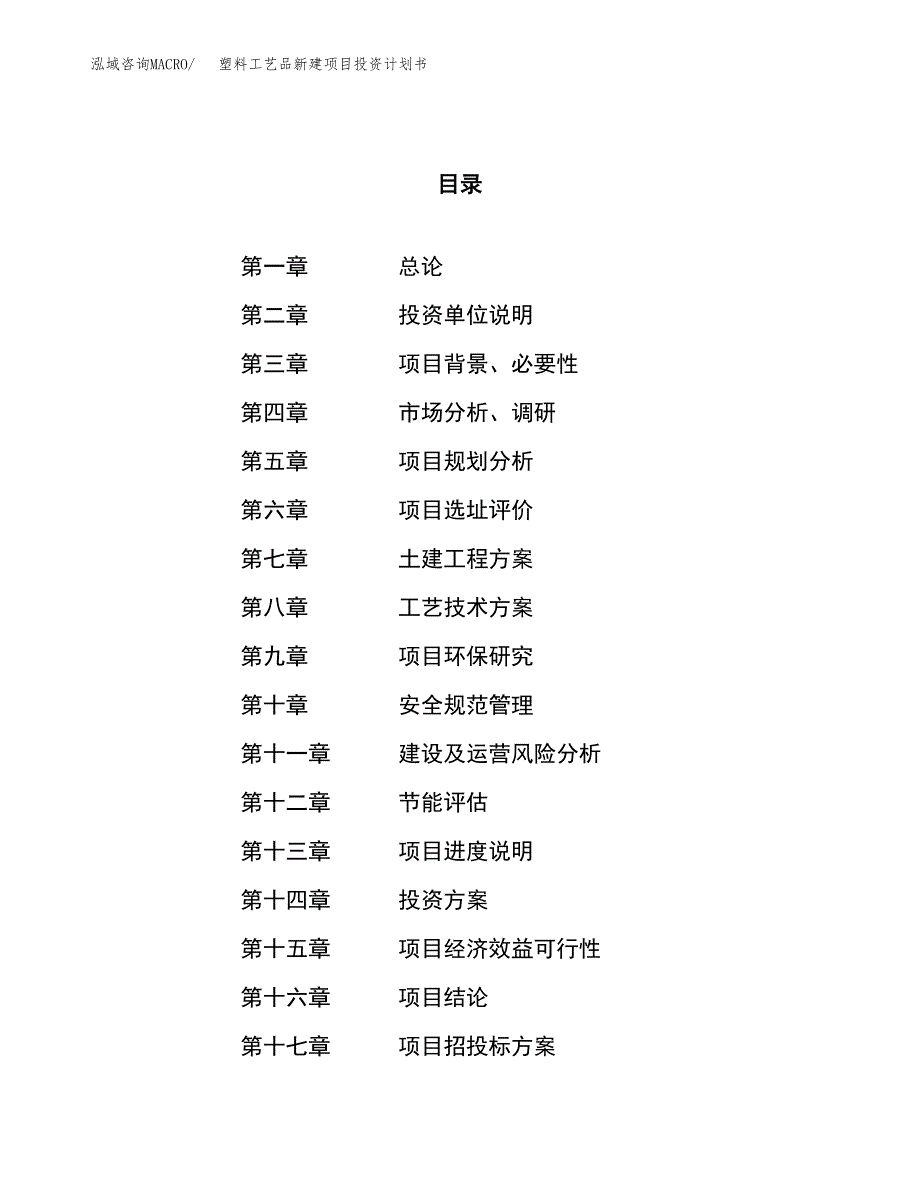 塑料工艺品新建项目投资计划书_第1页