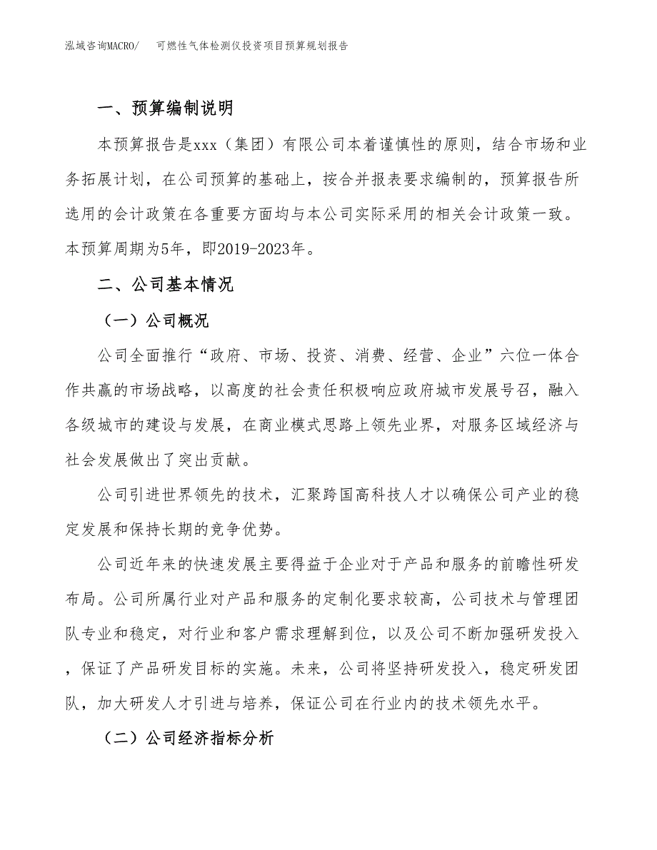 可燃性气体检测仪投资项目预算规划报告_第2页