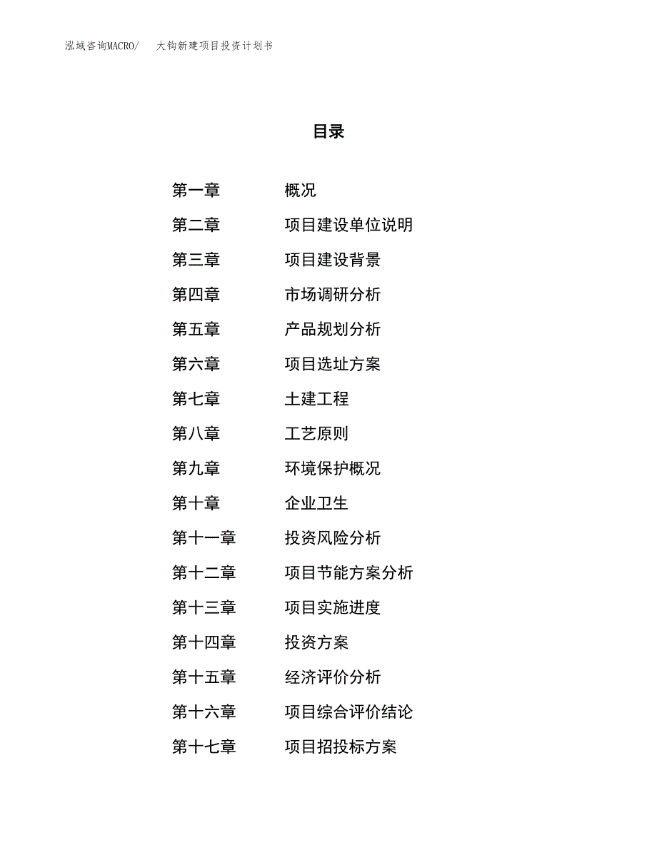 大钩新建项目投资计划书_第1页