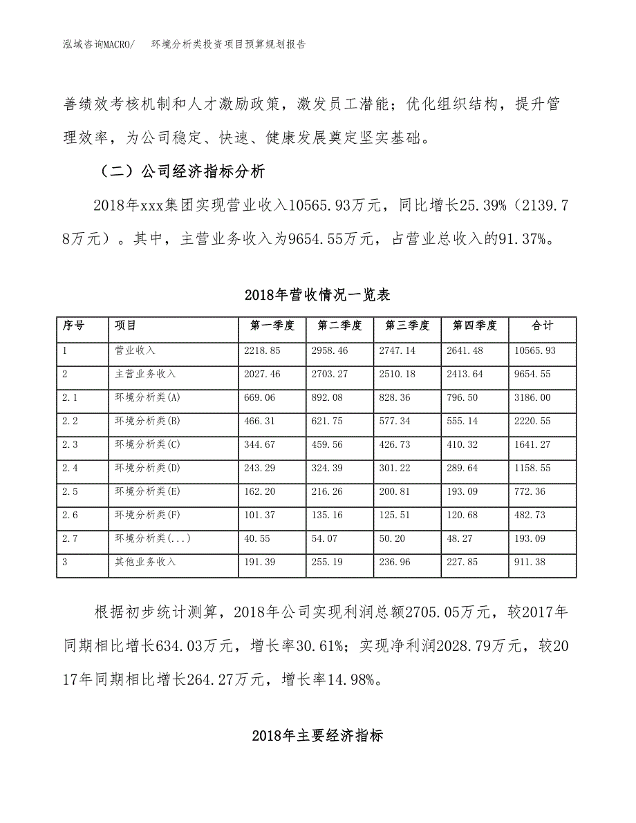 环境分析类投资项目预算规划报告_第3页