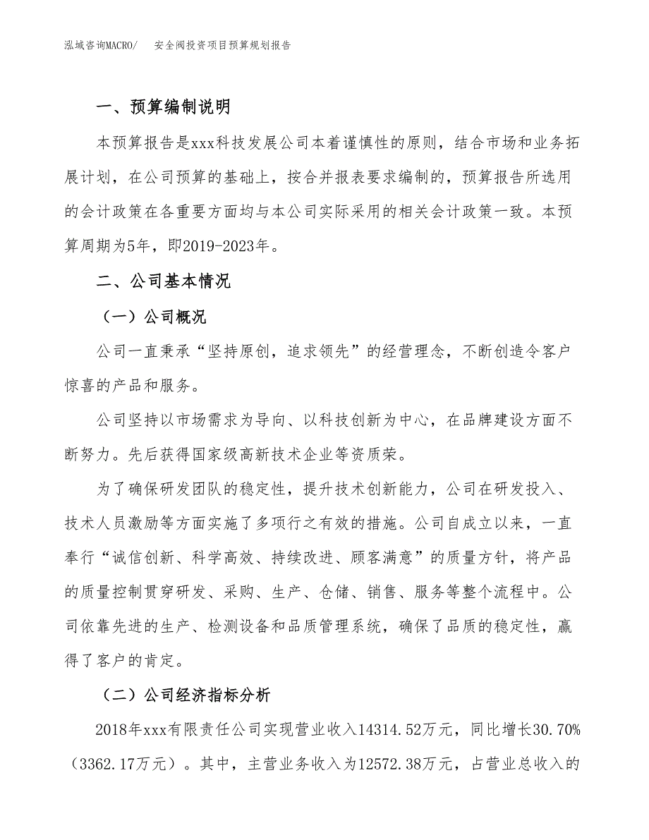 安全阀投资项目预算规划报告_第2页