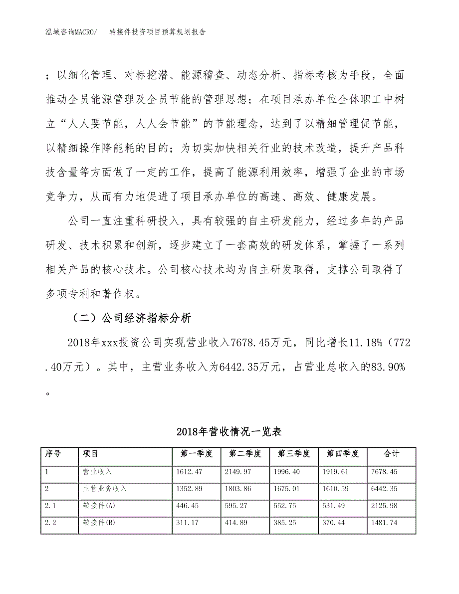 转接件投资项目预算规划报告_第3页