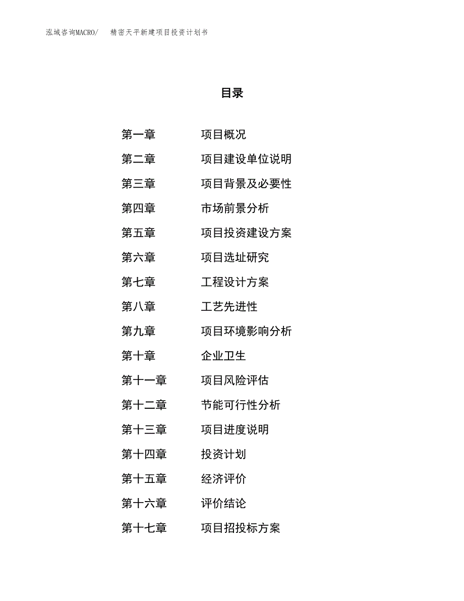 精密天平新建项目投资计划书_第1页