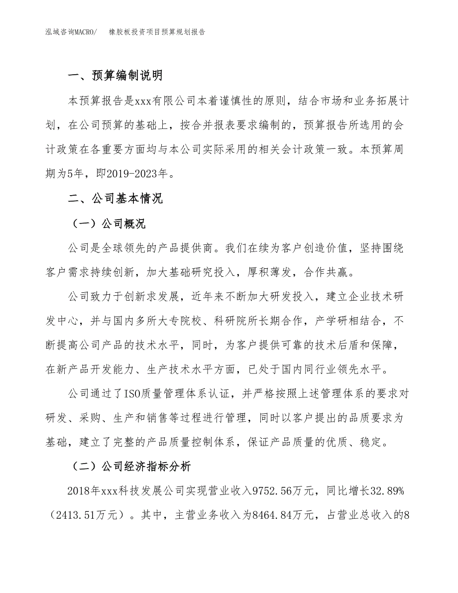 橡胶板投资项目预算规划报告_第2页