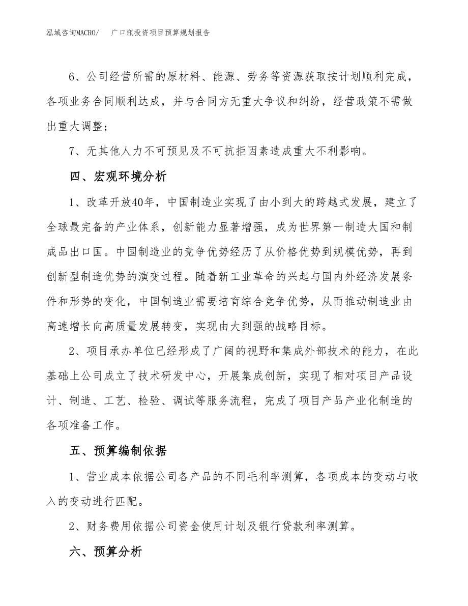 广口瓶投资项目预算规划报告_第5页