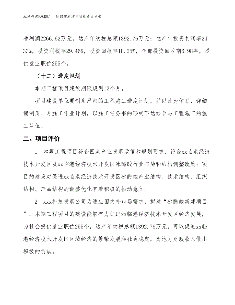 冰醋酸新建项目投资计划书_第4页