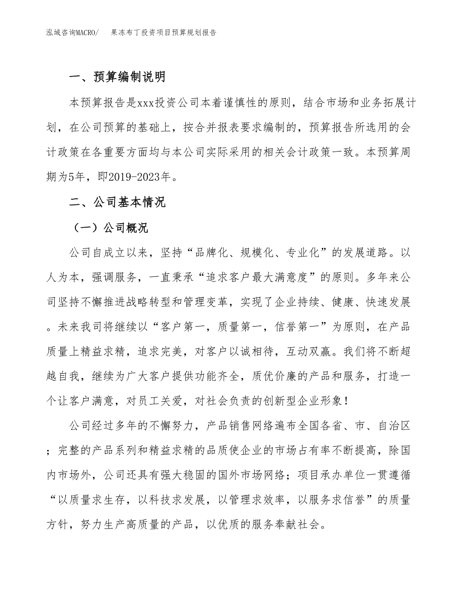 果冻布丁投资项目预算规划报告_第2页