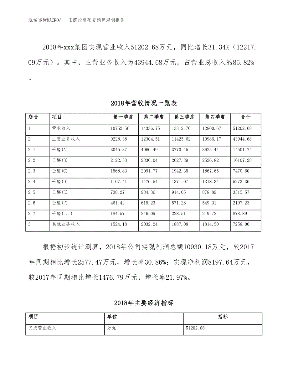 壬醛投资项目预算规划报告_第3页