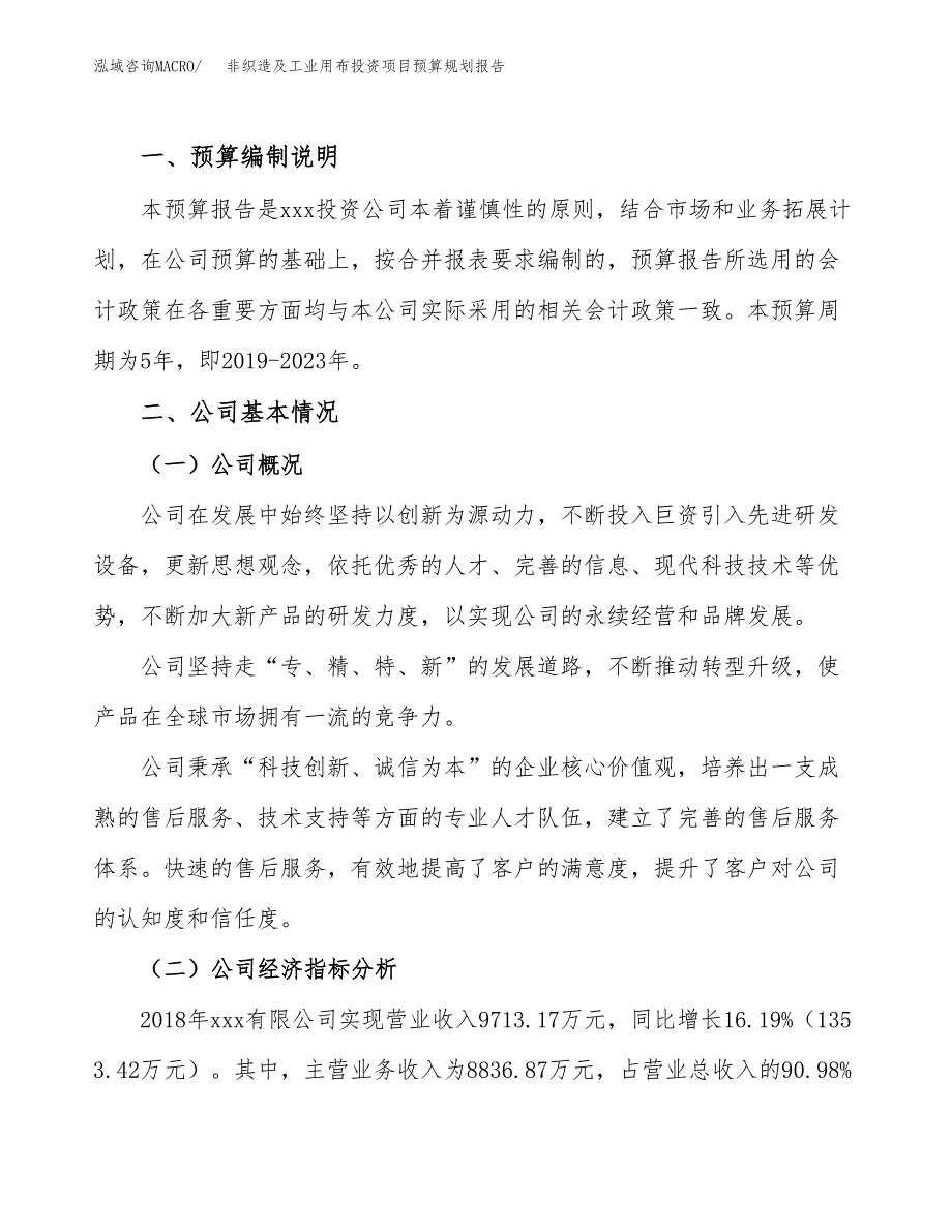 非织造及工业用布投资项目预算规划报告_第2页