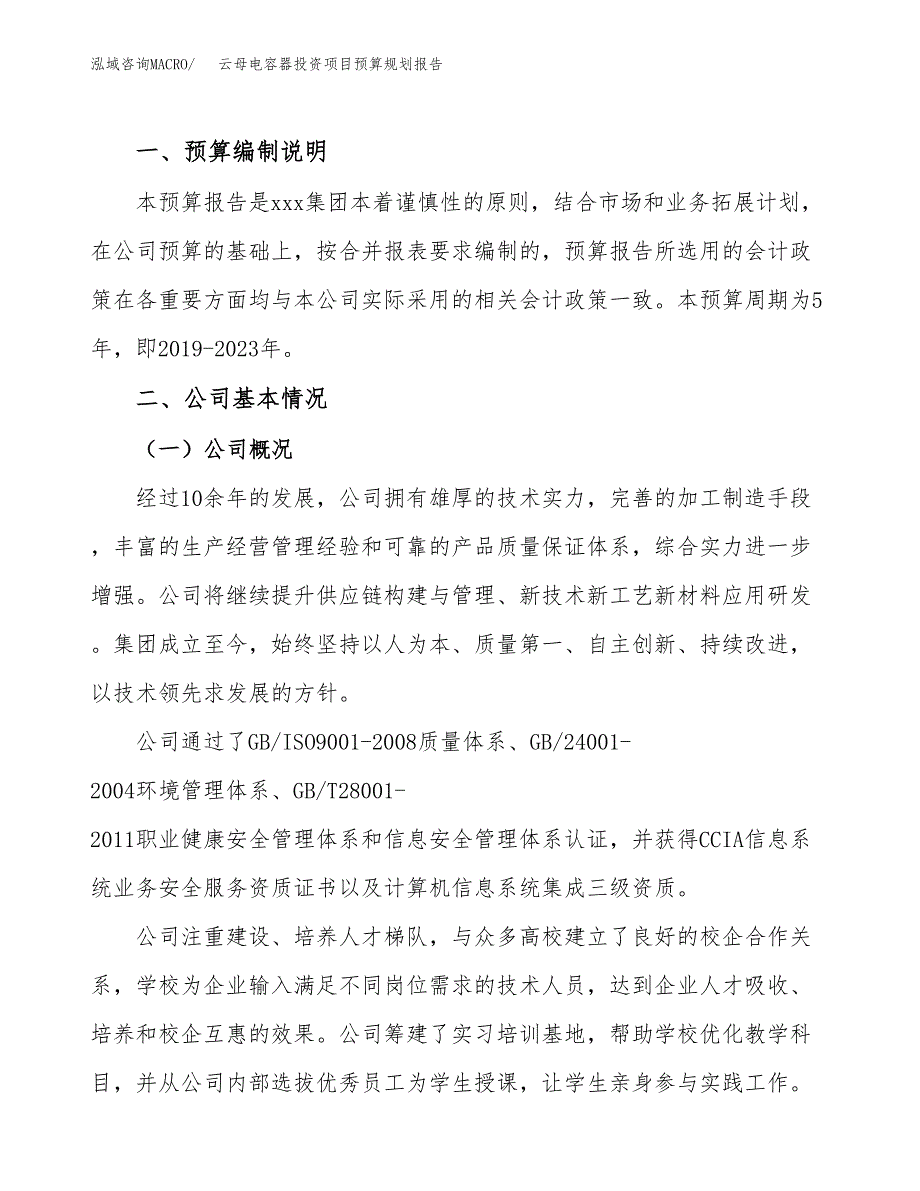 云母电容器投资项目预算规划报告_第2页