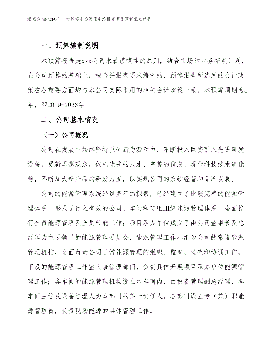 智能停车场管理系统投资项目预算规划报告_第2页