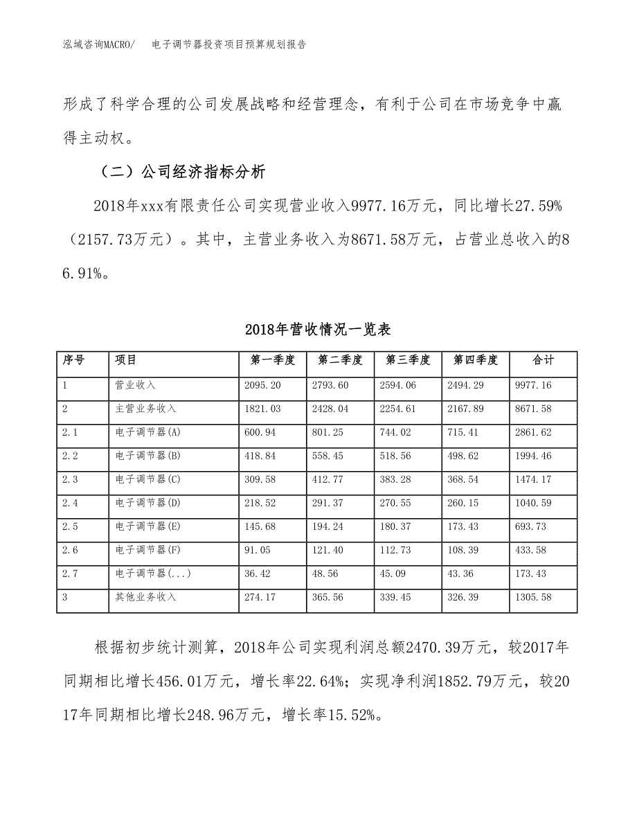 电子调节器投资项目预算规划报告_第3页