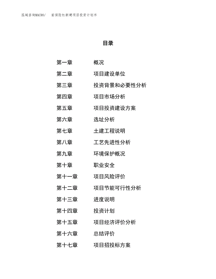 前保险杠新建项目投资计划书_第1页