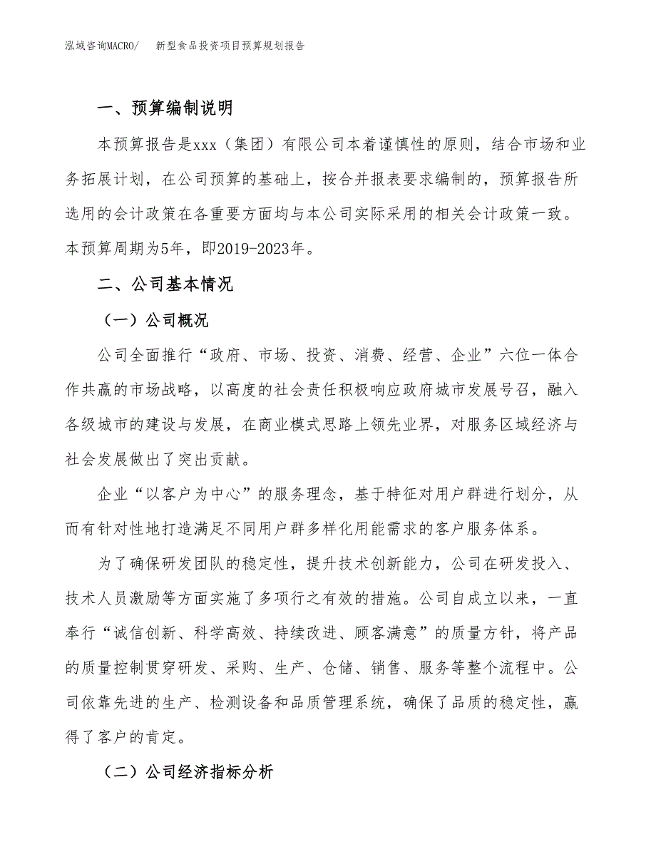 新型食品投资项目预算规划报告_第2页