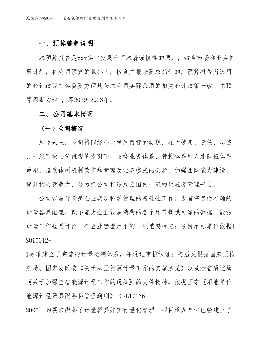 玉石保健枕投资项目预算规划报告_第2页