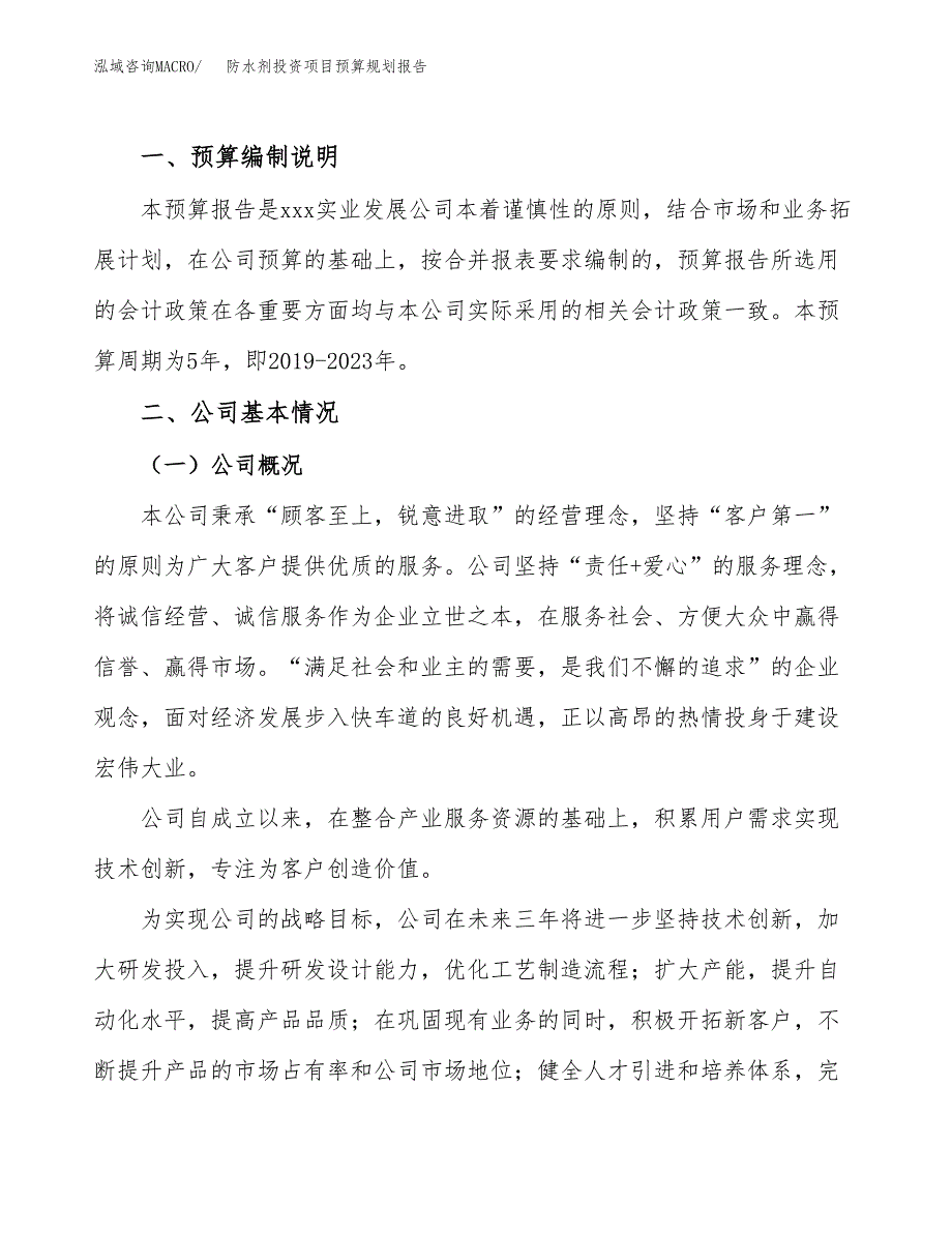 防水剂投资项目预算规划报告_第2页