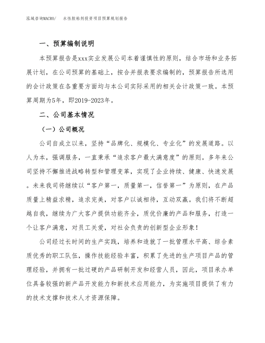 水性胶粘剂投资项目预算规划报告_第2页