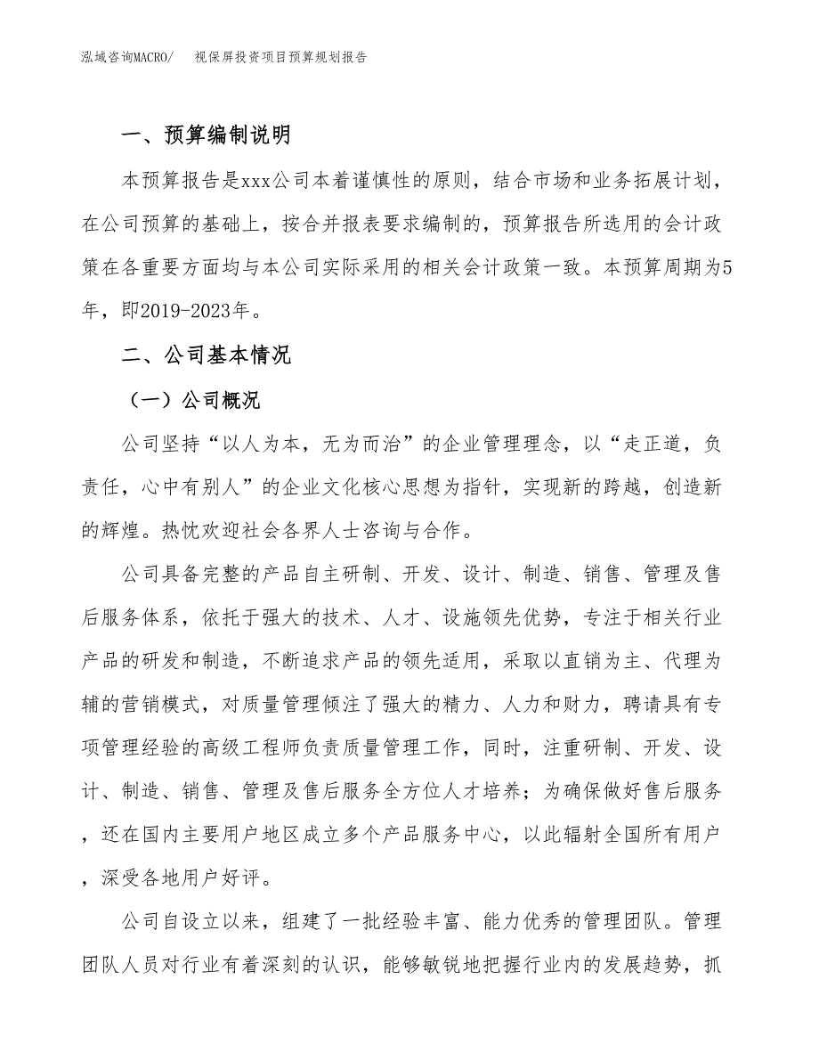 视保屏投资项目预算规划报告_第2页