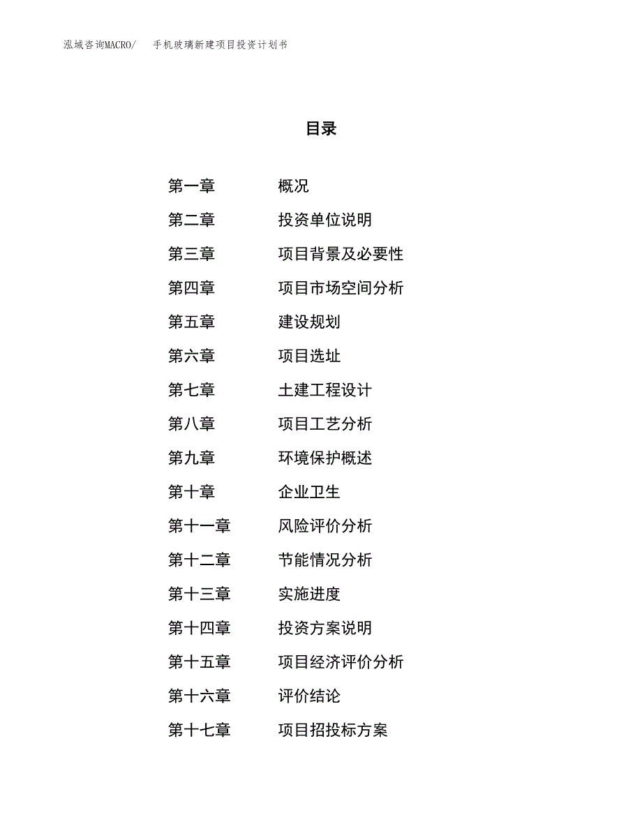 手机玻璃新建项目投资计划书_第1页