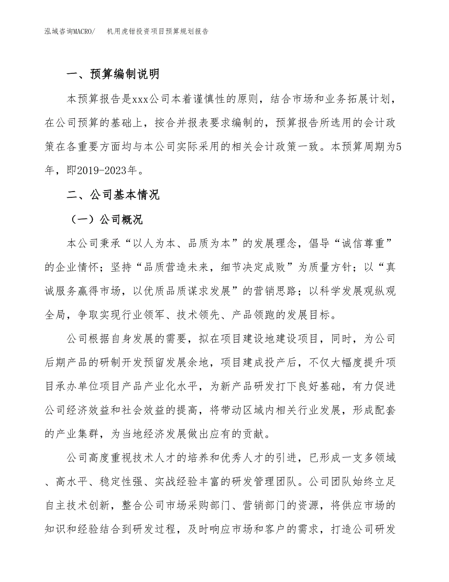 机用虎钳投资项目预算规划报告_第2页