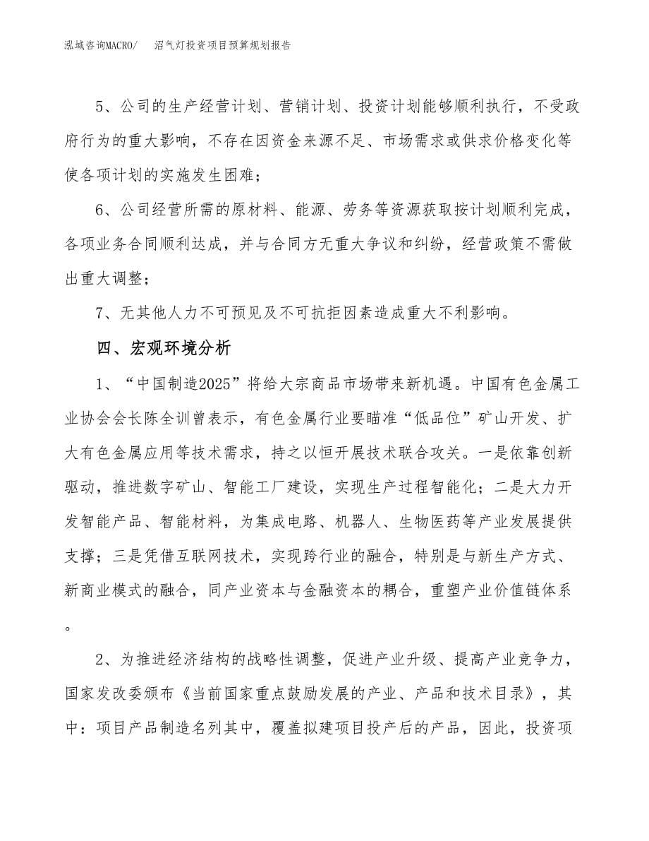 沼气灯投资项目预算规划报告_第5页