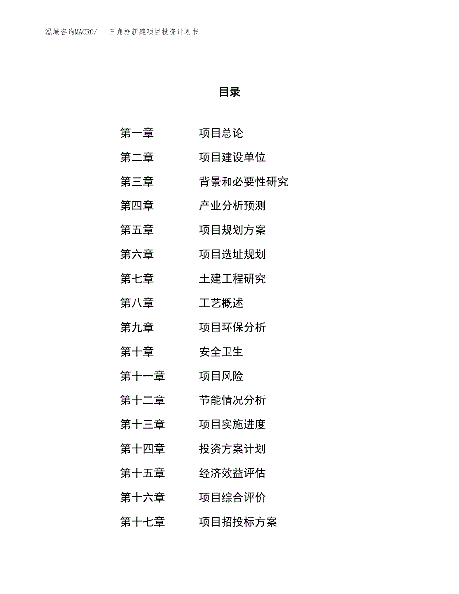 三角框新建项目投资计划书_第1页