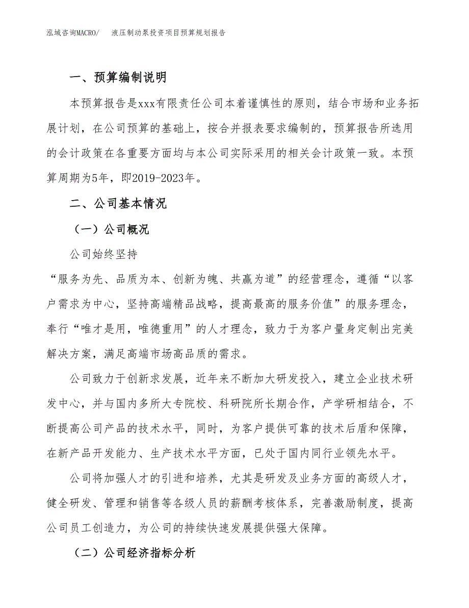 液压制动泵投资项目预算规划报告_第2页