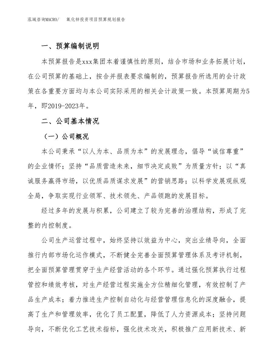 氧化锌投资项目预算规划报告_第2页