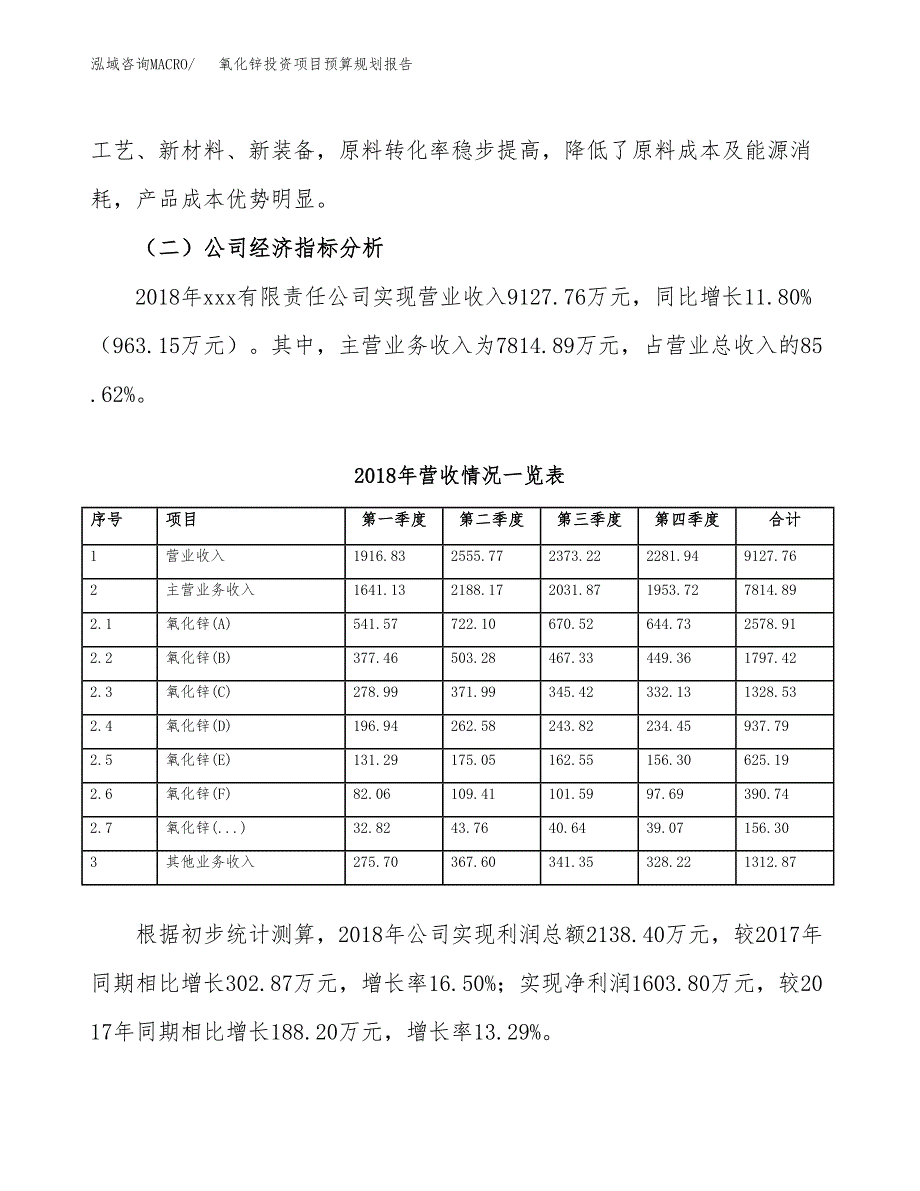 氧化锌投资项目预算规划报告_第3页