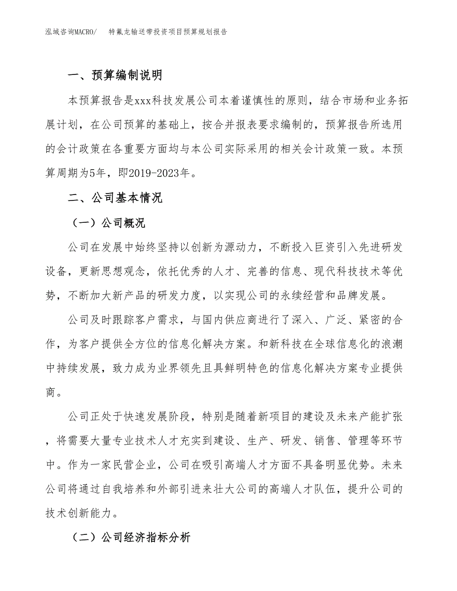 特氟龙输送带投资项目预算规划报告_第2页