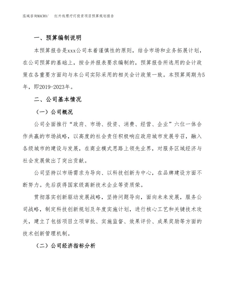 红外线理疗灯投资项目预算规划报告_第2页